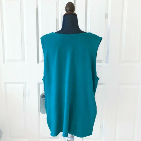 diane gilman womens sleeveless sweater tank top kelly green size 2X acrylic - Picture 4 of 9